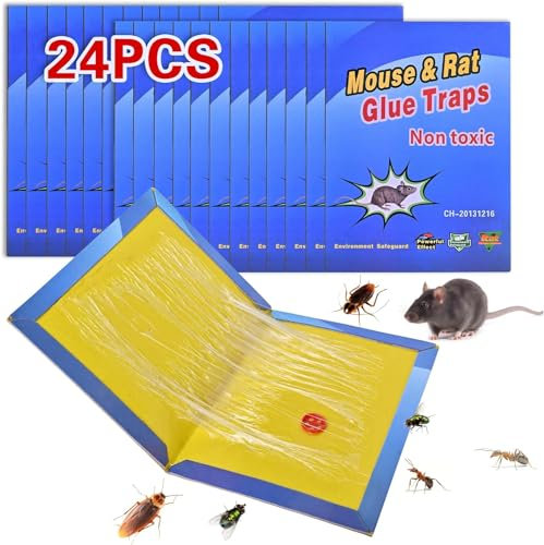 HTBAKOI Colla per Topi Trappola per Topi, 24 Pezzi Trappole per Topi Grandi Colla Trappola per Ratti ［Confezione da 24］