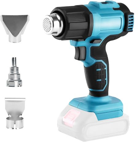 Pistola ad aria calda a batteria compatibile con Makita 18 V, 3 ugelli, max 500 °C, Pistola Termica a Batteria Portatile per Tubi Termoretraibili, Avvolgimento, Artigianato, Saldatura