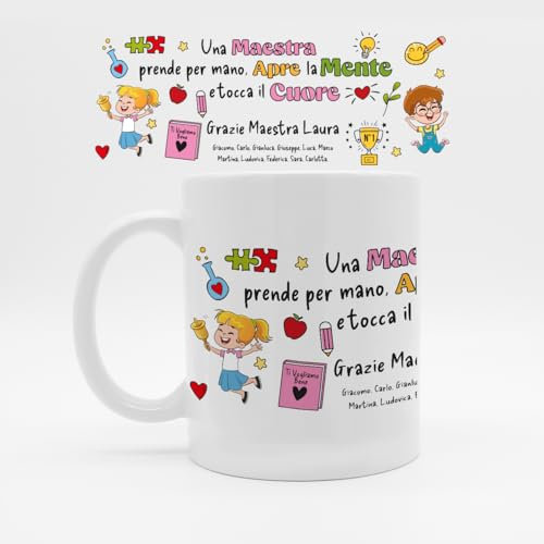 Tazza Mug Grazie Maestra in Ceramica Personalizzata Colazione Idea Regalo Fine Anno Scolastico Natale Pasqua per Maestre Insegnanti Compleanno Pensionamento Caffè The Tisana Latte Ringraziamento 4
