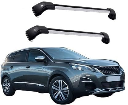 DPBXQ 2 Stück Aluminium Dachträger für Peugeot 5008 2014 2015 2016 2017,DACHTRÄGER AUS Aluminium Fahrradträger Dachboxen Dachgepäckablage,3