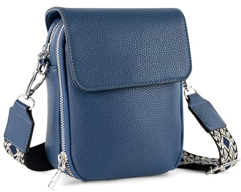 letech+ Crossbody Handy Umhängetasche Damen,PU Leder Handytasche zum Umhängen mit Geldbörse Tasche damen Phone bag Kleine Tasche Geschenke für Frauen zum Geburtstag Weihnachten Dunkel Blau