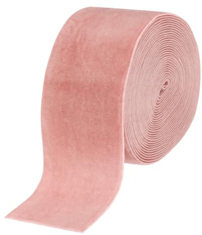 sourcing map Nastro di velluto, 5 cm x 4,5 m, bobina in velluto setoso per bouquet, artigianato fai da te, confezioni regalo, feste di nozze, rosa antico