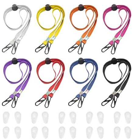 DHSBGWSX 8 Cuerdas Para Gafas, 10 Pares De Almohadillas Para La Nariz, Cadenas Para Gafas De Colores, Cuerdas Para Gafas Antideslizantes, Cuerdas Fijas Multiusos