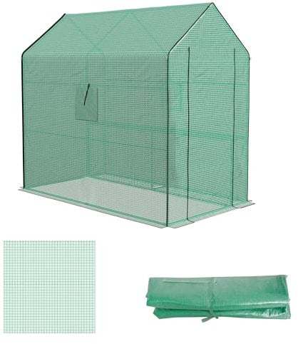 Outsunny Bâche de Remplacement pour Serre de Jardin 140 x 213 x 190 cm Film de Remplacement pour Serre avec fenêtre et Porte à Fermeture éclair Anti-UV Protection des Plantes pour Le Jardin Vert