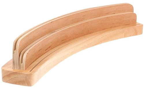UKCOCO Porte-Cartes à Jouer en Bois: 35.5cm Trois Couches Couche Porte Cartes à Jouer au Design Incurvé pour Enfants, Adultes, Personnes Âgées