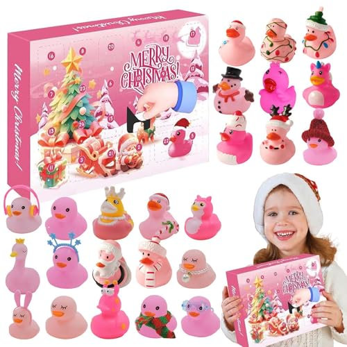 Humdcdy Weihnachtskalender Kleine Enten,Weihnachts-Countdown-Kalender Ente - Countdown Miniatur-Enten 2024 Weihnachts-Adventskalender,Haushaltsdekorationen, sammelbare Tierfiguren für Wohnzimmer,