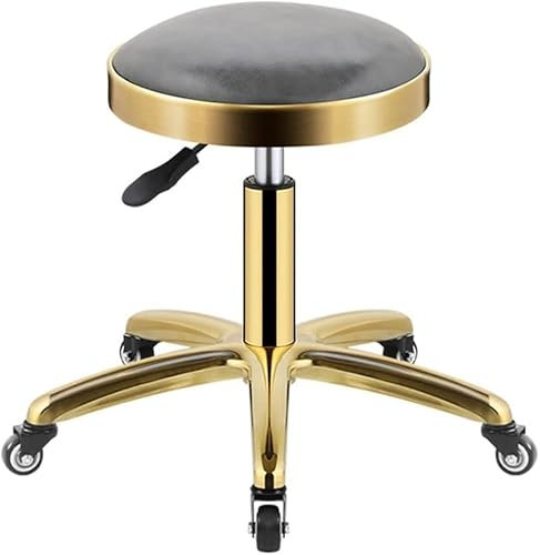 QZQJUILU Tooth Runder Drehbarer Barhocker, Rollhocker Mit PU-Kissen, Anhebbarer Make-Up-Hocker Für Schönheitssalons, Spas, Ladentheken, Tattoo-Massage-Arbeitsdrehstuhl Mit Verstellbarer Höhe