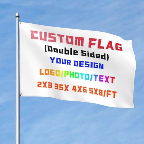 Drapeau et Bannière Personnalisés - Créez Votre Propre Drapeau/Bannière, Ajoutez Logo/Texte/Photo pour Décoration de Jardin Extérieur - 5x8 Ft - Double Face
