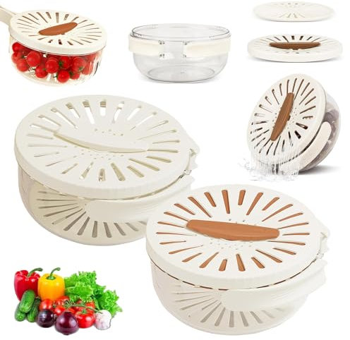 Frutas Tazón de Lavado,2 Piezas Cesta de Drenaje Multifuncional,Canasta Escurridora 2 en 1,Escurridor Verduras,Escurridor con Tapa,2 en 1 Cesta para Lavar Verduras,Cesta Frutas y Verduras