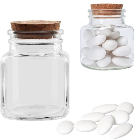 Doni Bomboniere 10 Barattolini 7x5x5 portaconfetti Trasparenti Personalizzate Fai da Te Matrimonio Battesimo Nascita cresima Comunione Laurea portaspezie