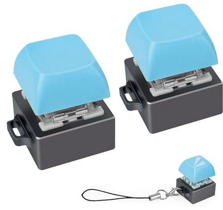 Byhoo 2 PCS Keyboard Fidget Toy, Aluminum Alloy Mechanical Fidget Keyboard with Keychain, Lightweight Keyboard Fidget Clicker for Decompression, Stress Relief Gifts for Adults to Pass The Time