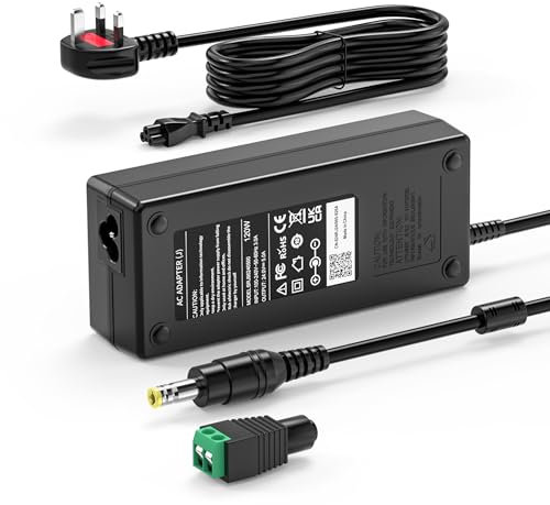 24V 5A 120W Power Supply for LCD Monitors, Led Strips, LED Driver, CCTV Camera, Speakers, Router, CCTV Security System, UK plug, Wall Charger, and More Power Supply Cable Adapter【5.5 * 2.5mm】