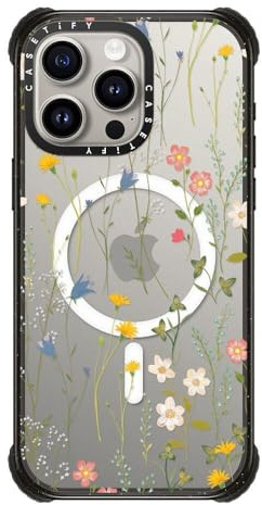 CASETiFY Ultra Impact iPhone 15 Pro Max Case [Strong Slim / 11.5ft 5X Militray Grade Drop Protection/Compatible with Magsafe] - Dreamy Floral Pattern - Clear Black