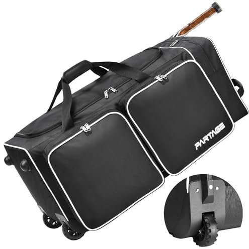 Partage Hockeytasche mit Rollen, 83,8 cm, Hockeytasche mit separatem Schuhfach, Schwarz, Schwarz, 33, Funktional