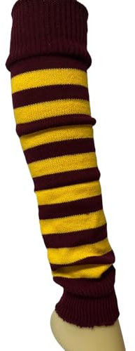 ANZEE Kids Stripe Leg Warmers Stay Warm & Stylish Girls Knitted Ankle Children Legwarmer for Book Week Christmas School Dance Party Wear Sports Yoga Accessories (Yellow Red, One Size)