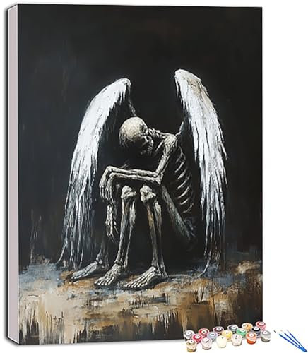 Malen Nach Zahlen Skeleton, EngelsflüGel Malen Nach Zahlen Erwachsene Groß XXL 100x135 cm, DIY Malen-Nach-Zahlen Farbe Acrylfarbe ölgemälde Set für Zimmer Deko Aesthetic, Geschenke, Ohne Rahmen X-685