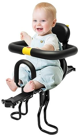 SABUIDDS Kinderfahrradsitz Vorne, Fahrrad Vorne Babysitz, Montierte Fahrradsitze mit Fußpedale Unterstützung Rückenlehne für Kinder von 1 bis 5 Jahre alt(bis zu 35 kg) im Mountainbikes & Rennrad