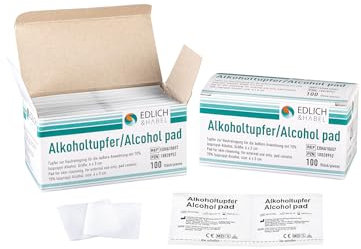 Alkoholtupfer – 200 Stück – Sterile Hautreinigungstücher einzeln verpackt – 2-lagige Pads für medizinische Anwendungen - 70% Isopropylalkohol