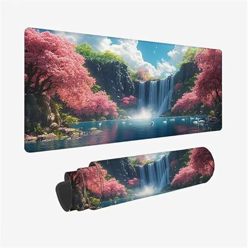 Gaming Mauspad XXL 800x300x3mm Fallen Mauspad WassXerdicht Anti-Rutsch, Schreibtischunterlage Large Size Mäßige Oberflächenreibung, Verbessert Präzision und Geschwindigkeit Mousepad Landschaft Y2-350
