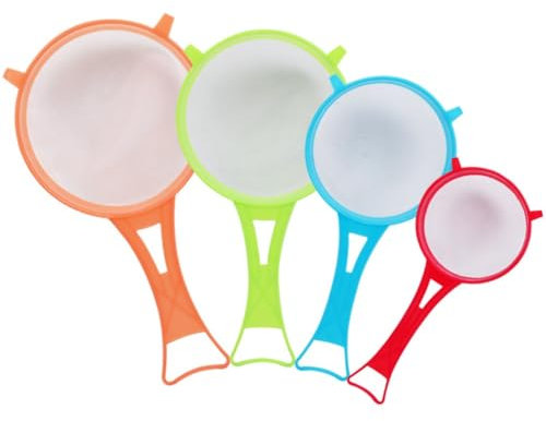 4Pcs/Set Multi Color Flour Sieve Plastic Kitchen Strainer Sieve, Baking Tool Juice Filter, Multi Purpose Colander Set