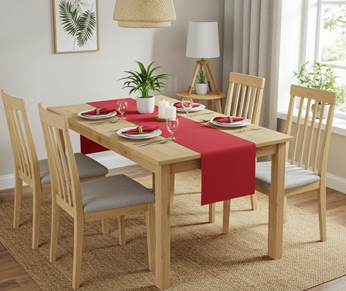 Magna Collection Table Runner - Red Table Runners for Dining Table 33cm x 183cm - 100% Cotton, Durable, and Wrinkle-Resistant Stitching, Ideal for Christmas Party Decoration