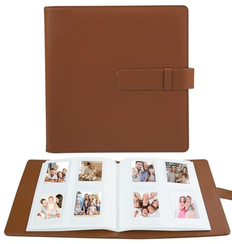 256 Pockets Photo Album for Fujifilm Instax Mini LiPlay 12 13 11 90 70 9 8+ 8 7S Instant Camera/Mini Link SP-1 Printer, Polaroid Snap Touch PIC-300 Z2300 Mint Camera Printer (Brown)