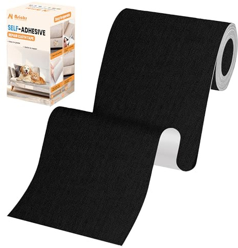 Nsickr Flicken selbstklebend stoff, 200cmx10cm textilklebeband, Selbstklebend Stoffklebeband, für Sofa,Autositze, Bürostuhl, Vorhang, Daunenjacke, Schlafsack, Tasche- Schwarz