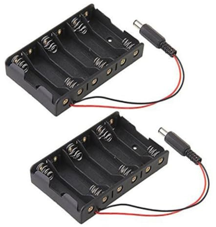 SMASOLO 2pcs Aa Battery Holder Case with Wire Leads Black Spring Clip Design Microcomputer Power Box for Robot System Mobile Devices