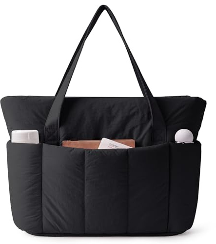 Narwey Handtasche Damen Shopper Tasche Groß, Leicht Damen Arbeitstasche Schultasche Schultertasche Lehrertasche, Tote Bag mit Vielen Fächern, Handbags for Women (Schwarz)