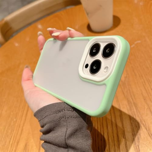 PPFVVTV Mint Hybrid Simple Matte Hülle für iPhone 15 Pro 14 13 12 11 Pro Max Mini X Xr Xs Max 7 8 Plus Stoßfeste, durchsichtige Hülle in Bonbonfarbe (für iPhone 12 Mini/Grün)