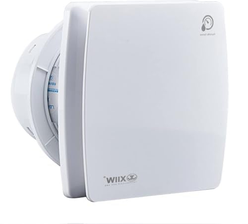 XIIW Leiser Badlüfter Ø100mm mit Feuchtigkeitssensor Abluftventilator einstellbarer Nachlaufzeit, Wandventilator mit Timing & Rückstauklappe [95m³/h, 12W, 34dB] zum Badezimmer, WC, Küche