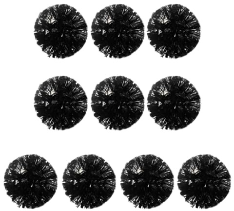 10 Stück Cheerleader-Pompons mit Fingerring, Cheerleading-Zubehör, leichte Kunststoff-Teamsport-Ring-Pompons for Partys FüR Tanz(Black)