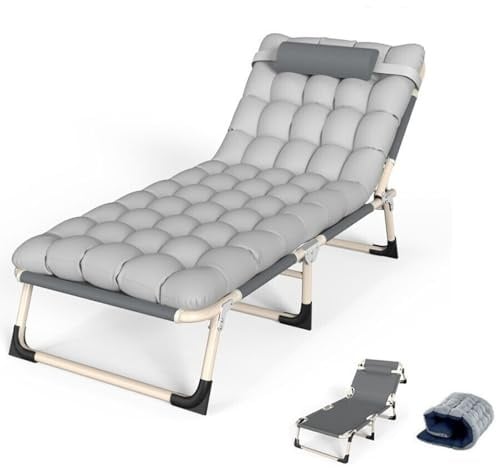 Klappbares Campingbett mit Matratze, 200KG Belastbarkeit Klappbett Gästebett, Stahlrahmen und 600D Oxford-Polyester Tuch Feldbett Klappbar, 176 x 56 x 28 cm, Geeignet für Garten Büro Camping (grau)