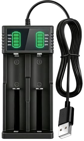 Dual Slots Charger with LCD Display for 3.7V Li-ion Rechargeable Battery | 3.7V Rechargeable Batteries Charger Suitable for 3.7V Li-ion Battery21700 26700 16340 16650 18650 26650 18350 18500