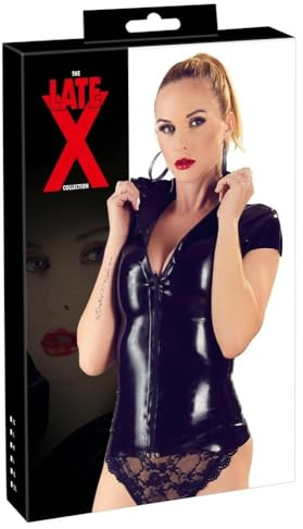 LATE X Latex Shirt Zip, schwarz 2 x große