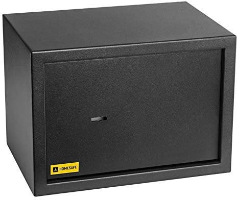 HomeSafe HV25K Möbeltresor mit Schlüssel, 25x35x25cm (HxBxT), kleiner Tresor für Zuhause, Safe Box mit Schloss, Schranksafe, Geldsafe für Geld Aufbewahrung, Schmuck oder als Dokumentensafe