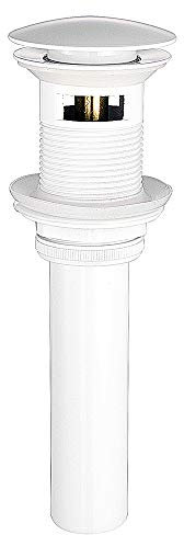 Gaosin Grifo de baño de latón macizo, tapón de drenaje para lavabo, desagüe desplegable con desbordamiento, color blanco