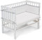 FabiMax Baby Beistellbett Basic, stufenlos höhenverstellbar, Buche massiv weiß lackiert (Matratze Classic, Graue Blümchen)