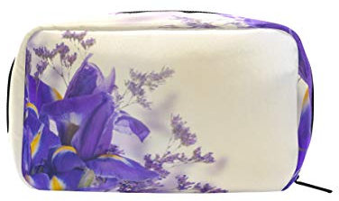 MONTOJ Purple Iris Hydrangea Bouquet Makeup Up Zip Pouch Trousse cosmetici
