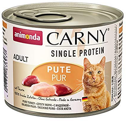 Carny Katzen Nassfutter Single Protein Pute Pur (6 x 200g), Katzen Nassfutter mit nur einer Proteinquelle von animonda, Katzenfutter für ausgewachsene Katzen
