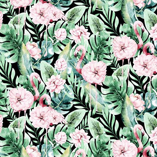 Pingianer 11,99€/m Flamingo 100% Baumwolle Baumwollstoff Kinder Meterware Handwerken Nähen Stoff (Flamingo Blume Tropical, 100x160cm (11,99€/m))