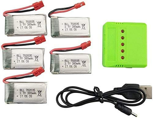 ZYGY 5PCS 3.7V 380mah Lithium Akku&1PCS 5in1 Ladegerät für SYMA X5A-1 X15 X15C X15W RC Drohne
