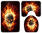 YouTownEU 3 Stück rutschfeste Badematten Set Punk Rock Totenkopf Badematte Sockelmatte Toilettendeckel Abdeckung Matte Toilettenmattenset
