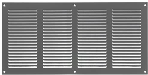 400x200mm Metalica Rejilla de Ventilación con Mosquitera - Gris