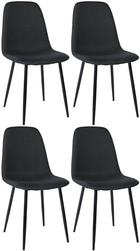 CLP 4er Set Esszimmerstühle Napier I Stoff I Kunstleder I Samt I Metallgestell, Farbe:schwarz, Material:Stoff