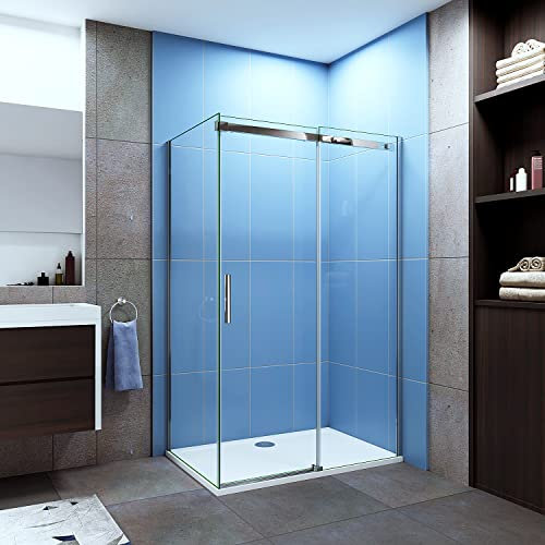 Aica Sanitär 130x80cm Duschkabine Duschabtrennung Nischentür Dusche Drehtür aus 6mm Sicherheitsglas