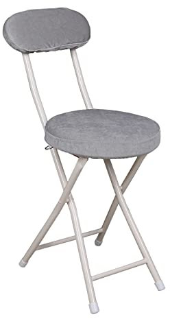 Futchoy Barstuhl klappbar mit Rückenlehne 74cm - Barhocker Faltbar,Tresenhocker Klappstuhl mit weiches Schwammkissen Zusammenklappbar (Grau)
