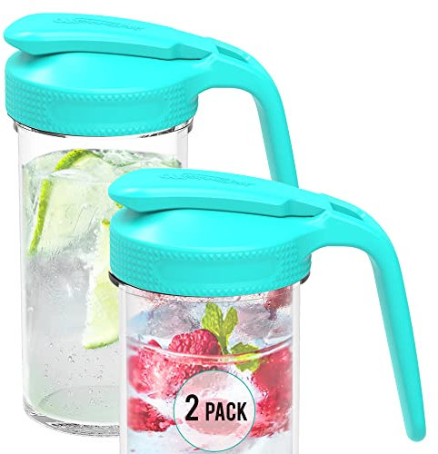 Masontops Multi Pour Top Mason Jar Deckel mit Griff – Breite Öffnung Einmachglas Ausgießer Deckel Ausgießer – Ball Mason Jar Pitcher Deckel mit Griff und Klappverschluss – Glas Mason Jar Pitcher Nicht