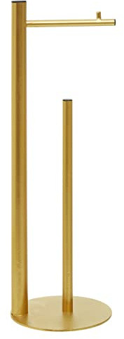 Premier Houseware Gold Toilet Roll Holder/Toilet Paper Holder/Free Standing Toilet Roll Holder/Toilet Roll Stand