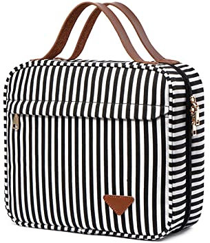 FANDARE Toiletry Bag Travel Bag with Hanging Hook Large Makeup Cosmetic Bag Canvas Travel Organizer for Accessories, Brushes Set Full-Sized, Shampoo,Toiletries Women Men Gym Handbags Black